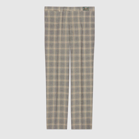 Prince of Wales wool linen trousers in 