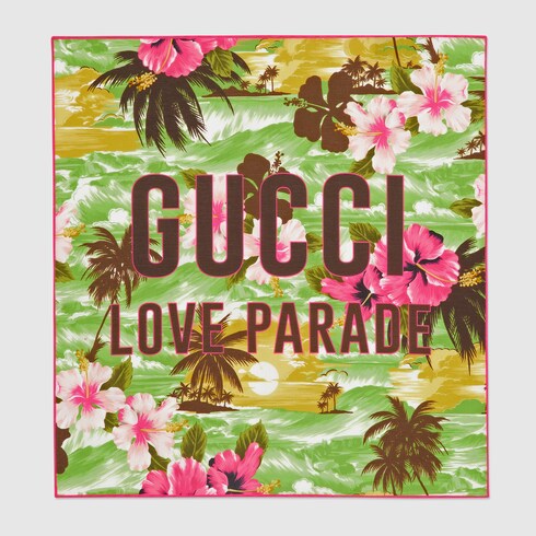 Fazzoletto da taschino in cotone con stampa floreale Gucci Love Parade in  giallo e rosa | GUCCI® Italia