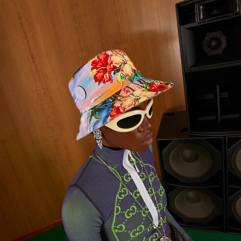 island print reversible bucket hat 