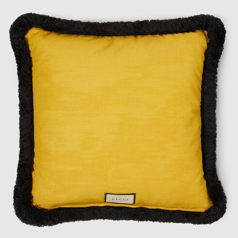 Gg Jacquard Cushion In Beige And Green Gucci Us - Resort Spa Home Decor Cushions Singapore Gg Jacquard Cushion In Beige And Green Gucci Us - Resort Spa Home Decor Cushions Singapore