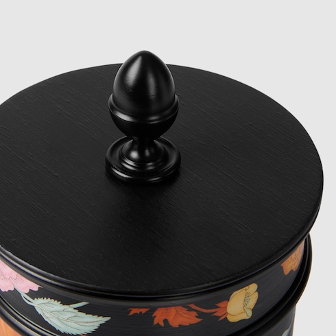 Freesia Flora print basket candle in black metal GUCCI AE