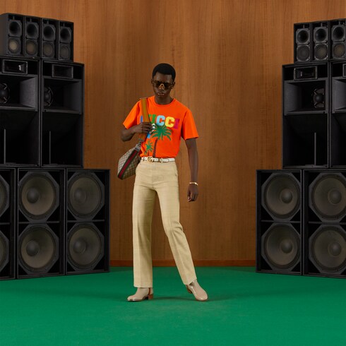 Cotton jersey T-shirt with Gucci palms 