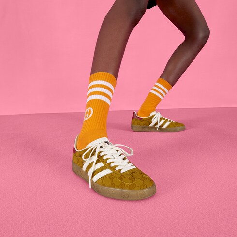 ガゼル〕adidas x Gucci ウィメンズ スニーカーベージュ&ブラウン