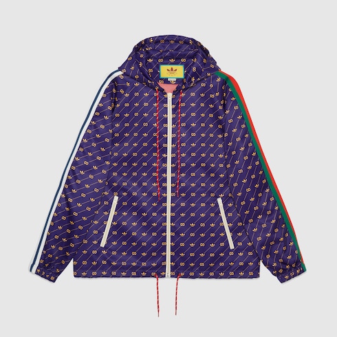 Giacca adidas x Gucci con stampa Gucci Trifoglio in blu | GUCCI® CH