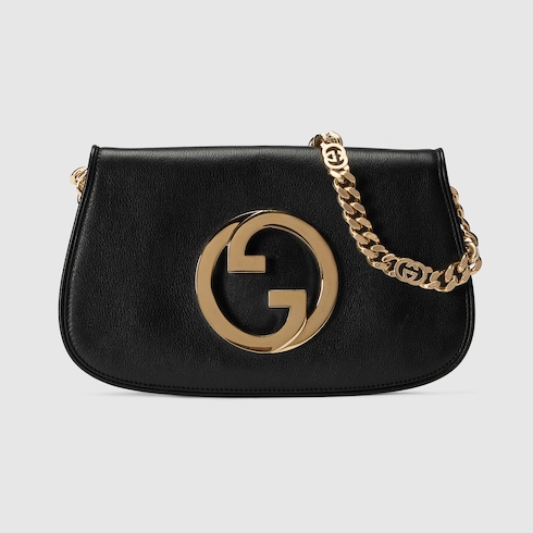 black gucci purse with gold chain