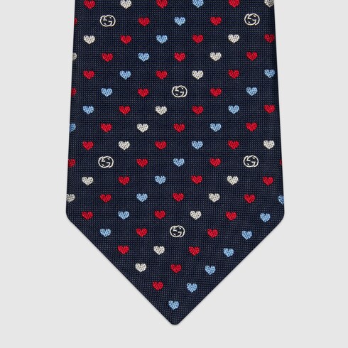 インターロッキングG＆ハート シルクジャカード ネクタイ