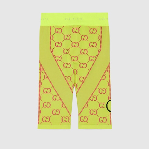 GG jersey jacquard biker shorts in fluorescent yellow and GG jersey jacquard biker shorts in fluorescent yellow and
