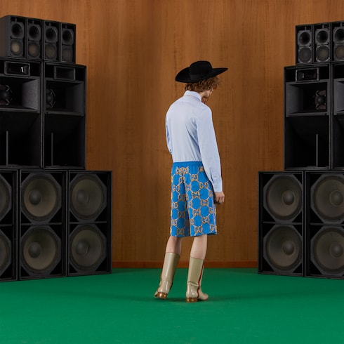 Chemise en soie et coton avec Double G