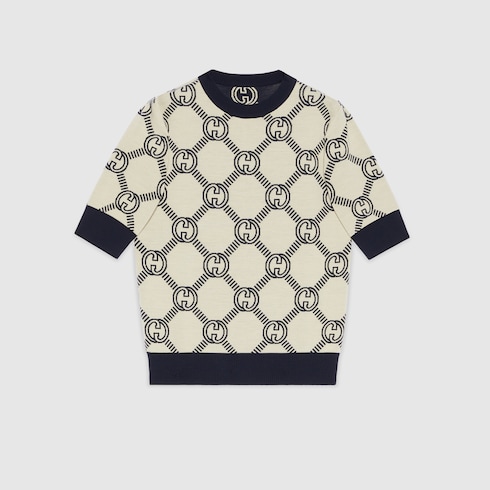 Reversible GG wool jacquard top