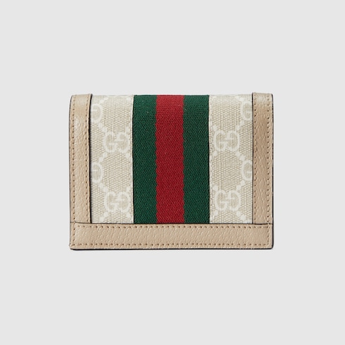 Ophidia GG card case wallet in beige 