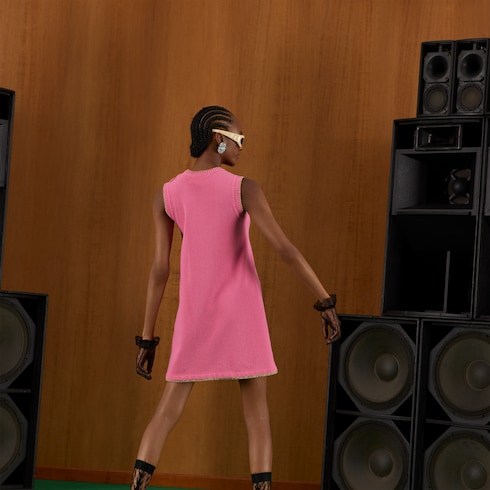 Cotton lamé knit dress in pink | GUCCI® MX
