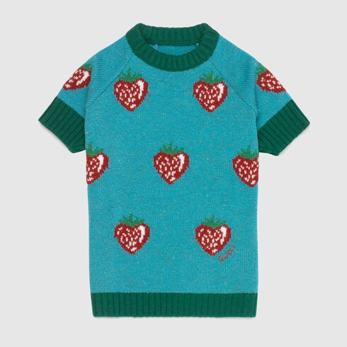 Pet wool jumper with strawberries in 