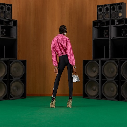 GG embroidered silk bomber jacket in pink | GUCCI® MX