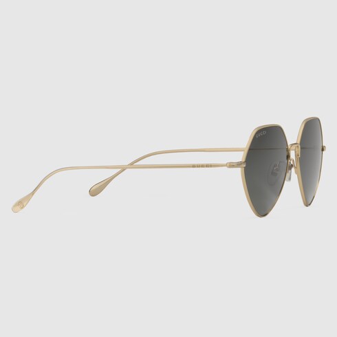 Geometric frame sunglasses in rose gold-toned metal