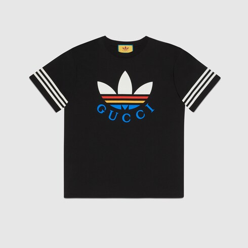 adidas x Gucci联名系列棉质T恤 in黑色 | GUCCI® Australia