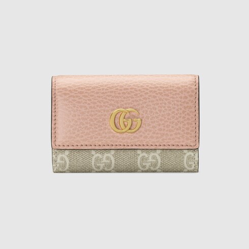 ダブルG キーケースGGスプリーム キャンバス、ピンク レザー - Gucci