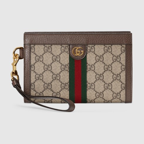 米色和乌木色Supreme帆布Ophidia系列GG腕部手拿包 | GUCCI® 香港