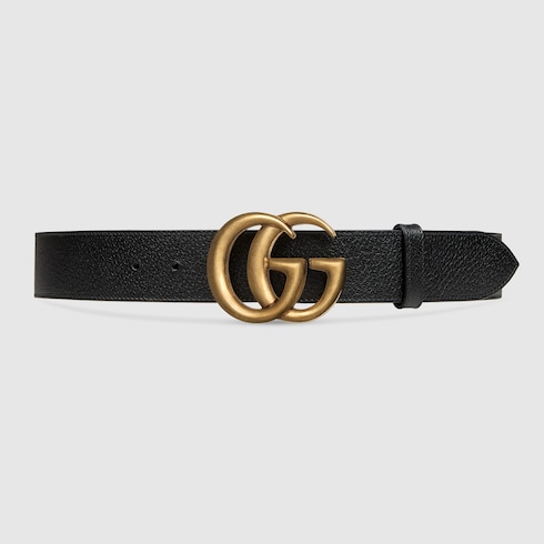 de piel con hebilla de doble G en piel negra | GUCCI® ES