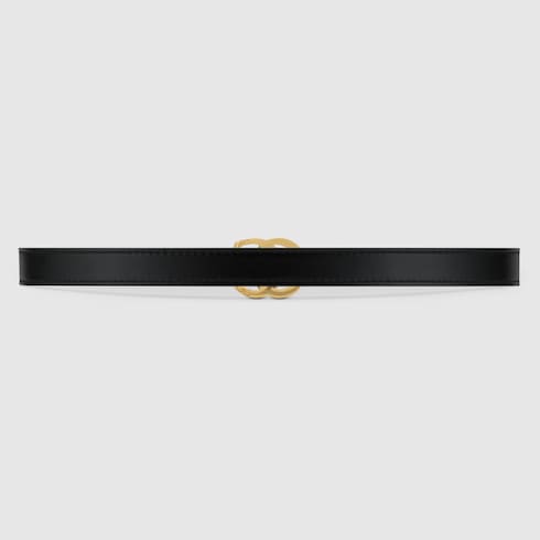 GG Marmont thin leather belt with shiny buckle