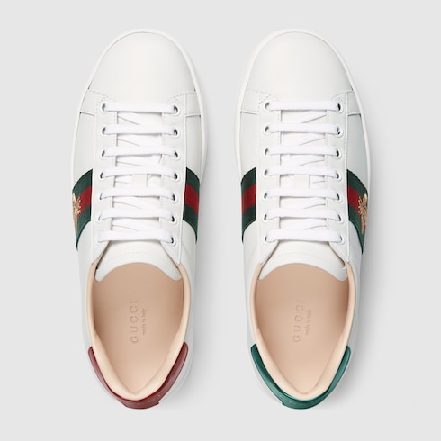 Women's Ace Platform Sneaker White Leather With Bee | GUCCI® US