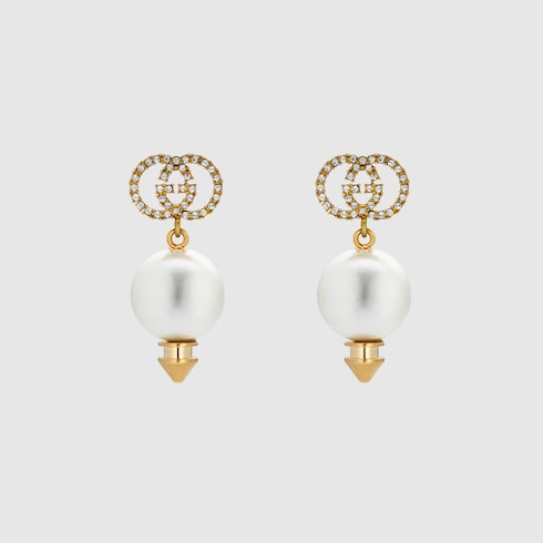 Gucci Interlocking earrings with pearl Detail 2