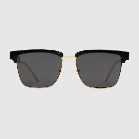 Lunettes de soleil carrees en metal et acetate en acetate noir GUCCI FR