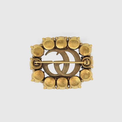 Broche de Doble G de Metal con Cristales 