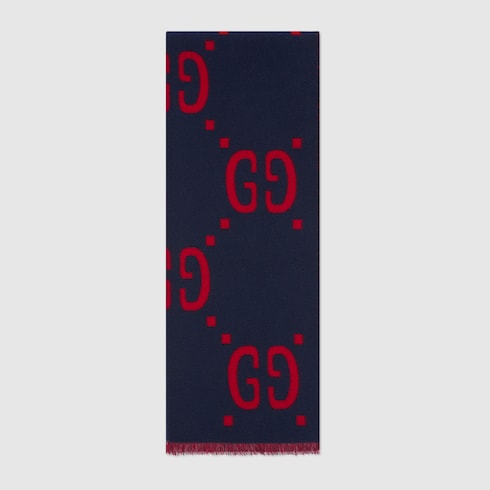 Foulard en jacquard de laine et soie GG