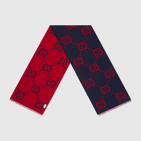 Foulard en jacquard de laine et soie GG