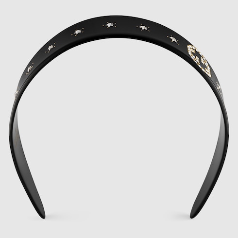 Gucci Crystal-embellished Logo-motif Hair Comb In Black