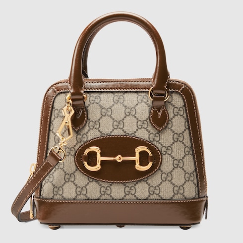 Gucci Horsebit 1955 Mini Top Handle Bag In GG Supreme & Brown