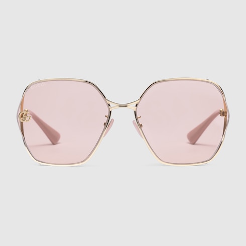 Low nose bridge fit oval-frame sunglasses