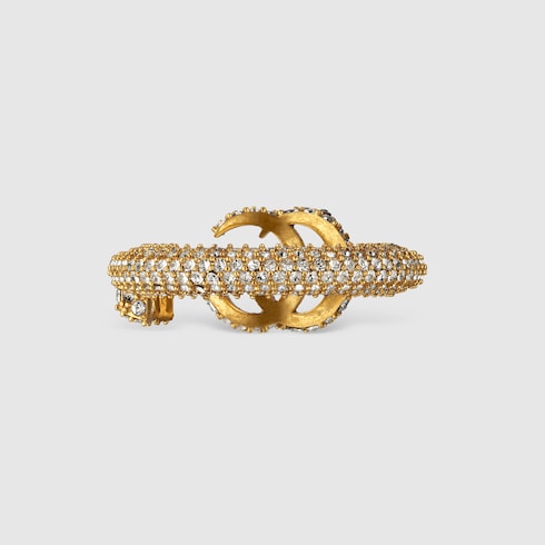 Bague clé Double G avec cristaux
