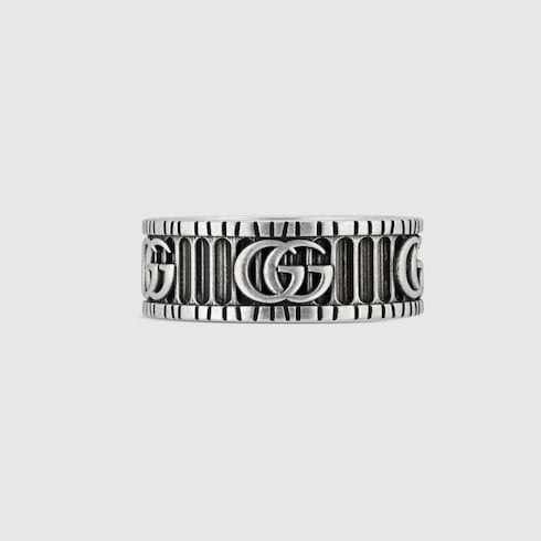 Ring with Double G in silver Detail 2