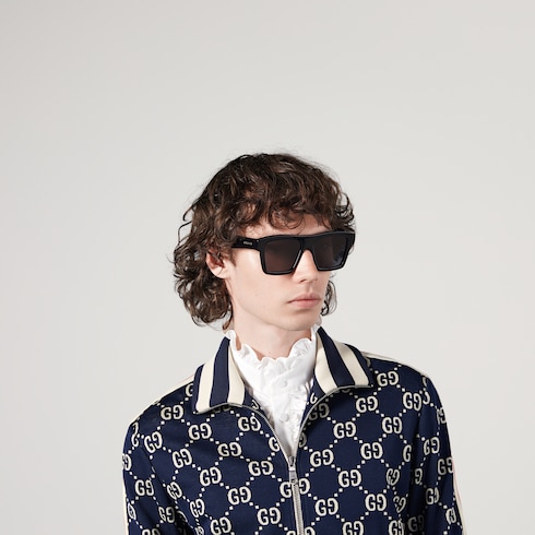 Square-frame sunglasses in Black Grey Undefined | GUCCI® SI