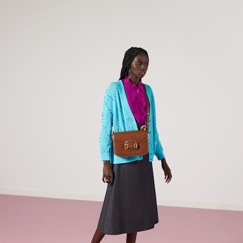 Gucci Horsebit 1955 small shoulder bag in Brown Leather GUCCI SI