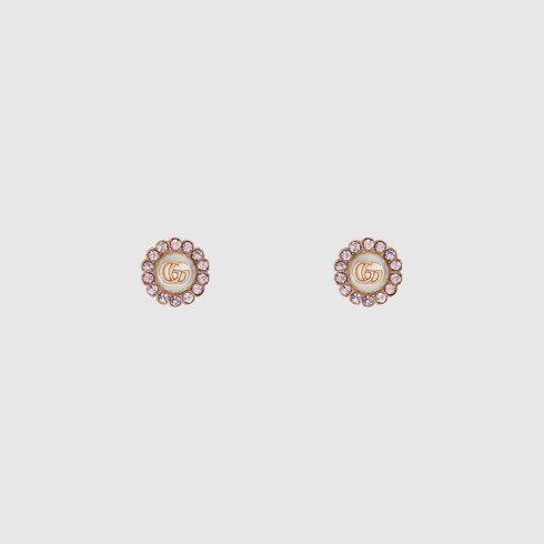 Double G flower stud earrings in rose gold-toned metal