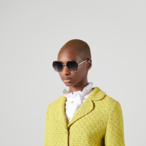 Low nose bridge fit round-frame sunglasses
