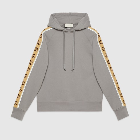 Cotton jersey hooded sweatshirt grey | GUCCI®