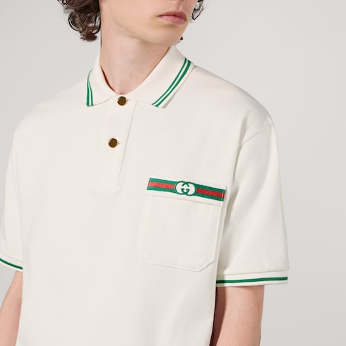 Gucci Cotton Poplin Shirt with Double G, Size 16, White, Ready-to-wear