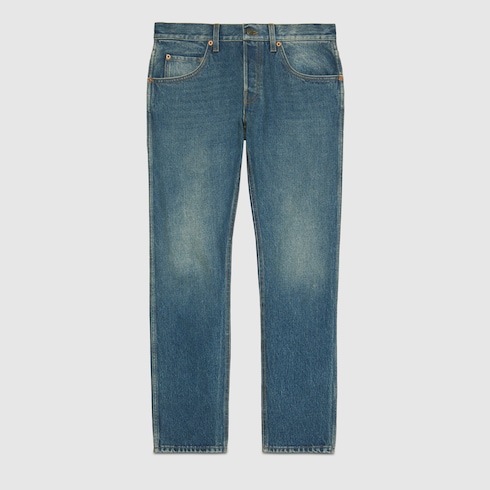 Gucci Tapered Washed Jeans, Size 36, Blue, Ready-to-wear