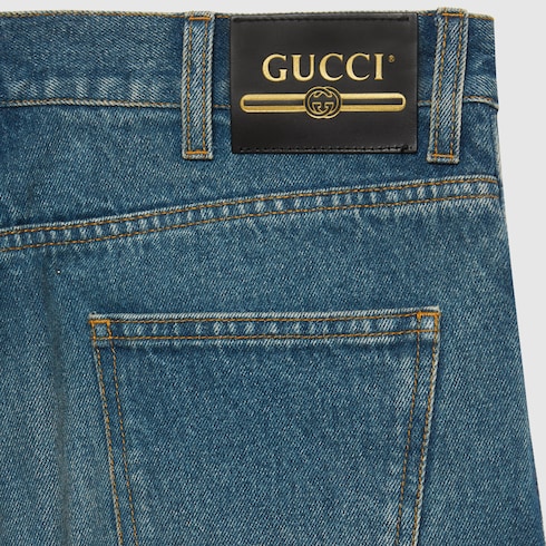 ウォッシュドデニム テーパードパンツブルー デニム | GUCCI® JP