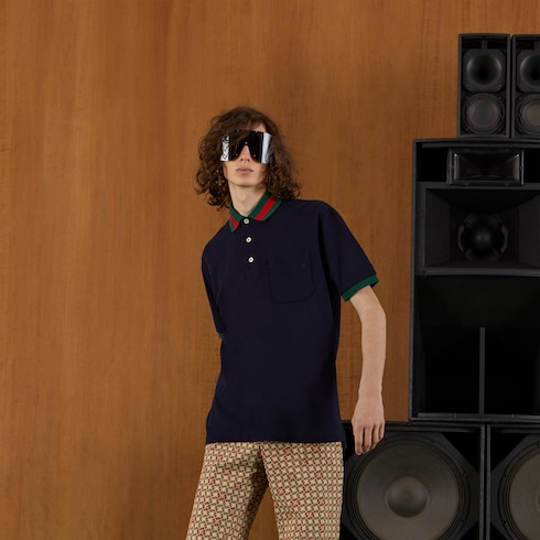 Cotton piquet polo with Web collar