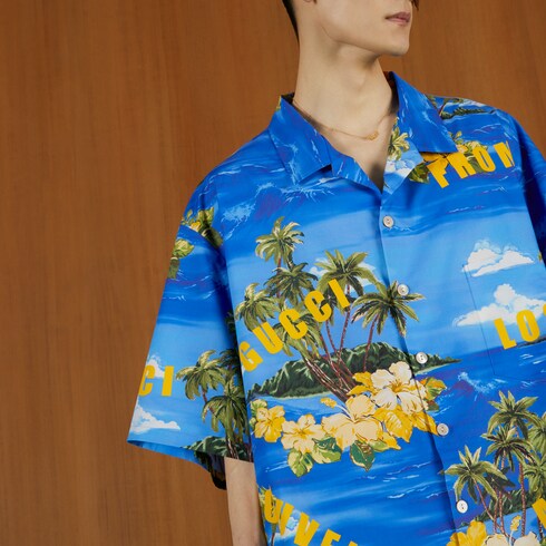 Blue and yellow gucci shirt Clearance