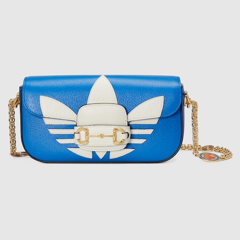 GUCCI Adidas leather Horsebit Handbag 722009 blue