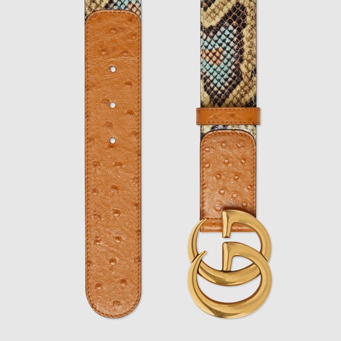 Gold ostrich belt - Luxury custom-made belts