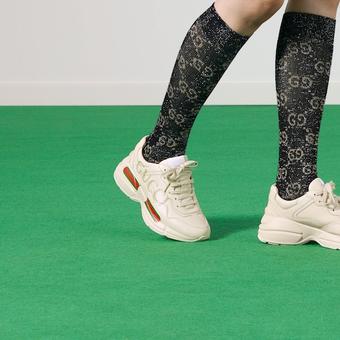 Baskets Rhyton en cuir avec logo Gucci pour femme