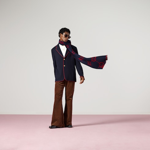 Bufanda de seda de lana de jacquard con GG