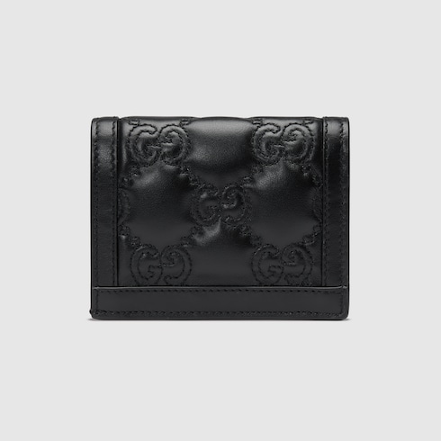 GG Matelassé card case wallet in black leather | GUCCI® US