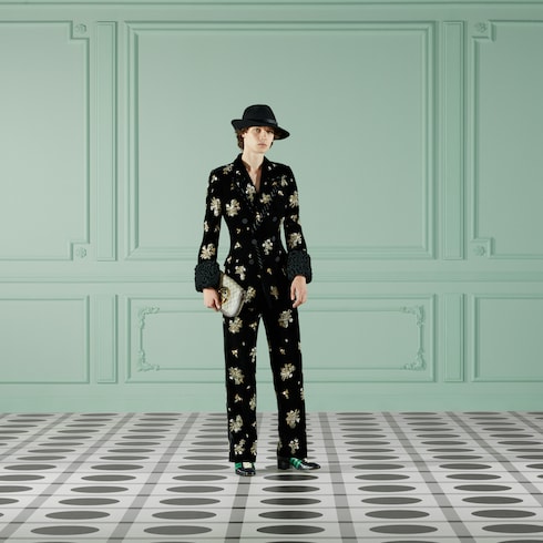 Embroidered velvet jacket